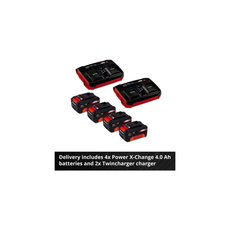 Einhell Professional Akku-Rasenmäher GE-CM 36/47 S HW Li, 36Volt (2x18Volt)(rot/schwarz, 4x Li-Ionen Akku 4,0Ah, mit Hinterradantrieb)