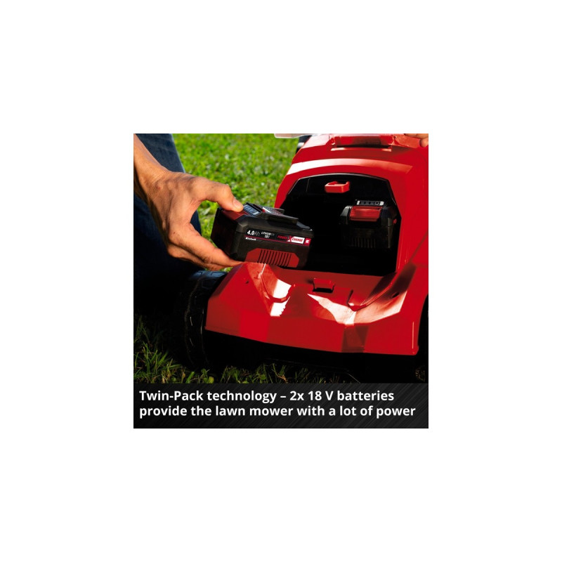 Einhell Professional Akku-Rasenmäher RASARRO 36/38, 36Volt (2x18V)(rot/schwarz, 2x Li-Ionen Akku 4,0Ah)
