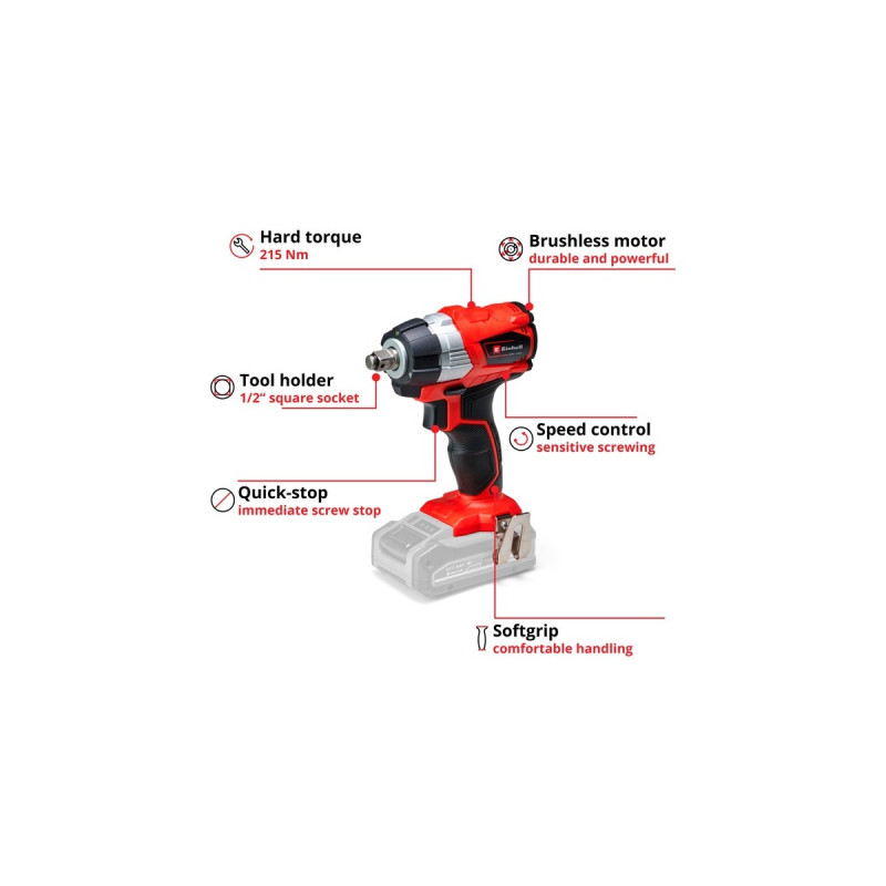 Einhell Professional Akku-Schlagschrauber TE-CW 18 Li BL - Solo, 18Volt(rot/schwarz, ohne Akku und Ladegerät)