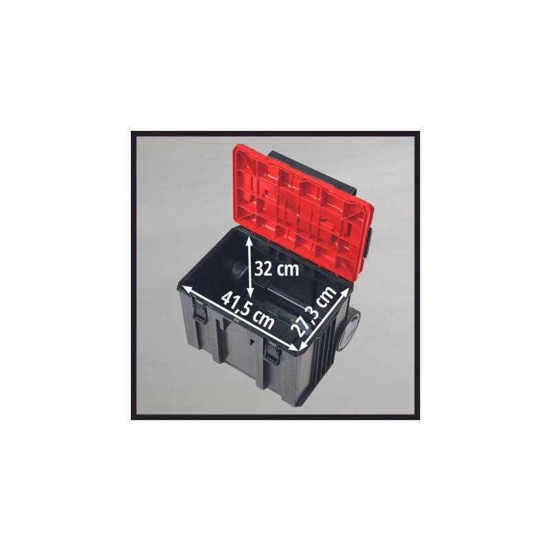 Einhell Systemkoffer E-Case L, Werkzeugkiste(schwarz/dunkelrot, mit Räder)