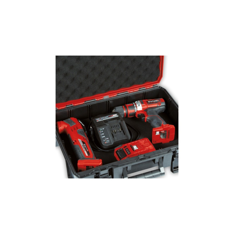 Einhell Systemkoffer E-Case S-F foam, Werkzeugkiste(schwarz/rot, mit 2 Schaumstoffeinlagen)