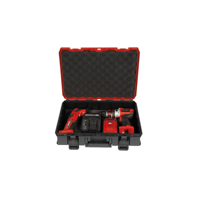 Einhell Systemkoffer E-Case S-F foam, Werkzeugkiste(schwarz/rot, mit 2 Schaumstoffeinlagen)