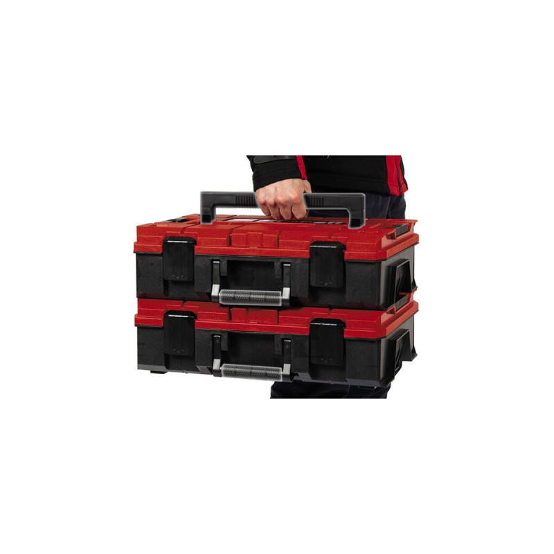 Einhell Systemkoffer E-Case S-F incl. grid foam, Werkzeugkiste(schwarz/rot, mit Rasterschaumstoffeinlage)