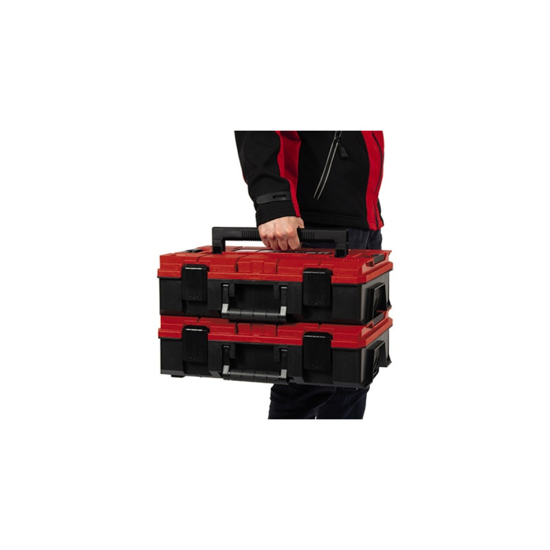 Einhell Systemkoffer E-Case S-F incl. grid foam, Werkzeugkiste(schwarz/rot, mit Rasterschaumstoffeinlage)