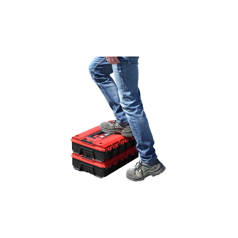 Einhell Systemkoffer E-Case S-F incl. grid foam, Werkzeugkiste(schwarz/rot, mit Rasterschaumstoffeinlage)