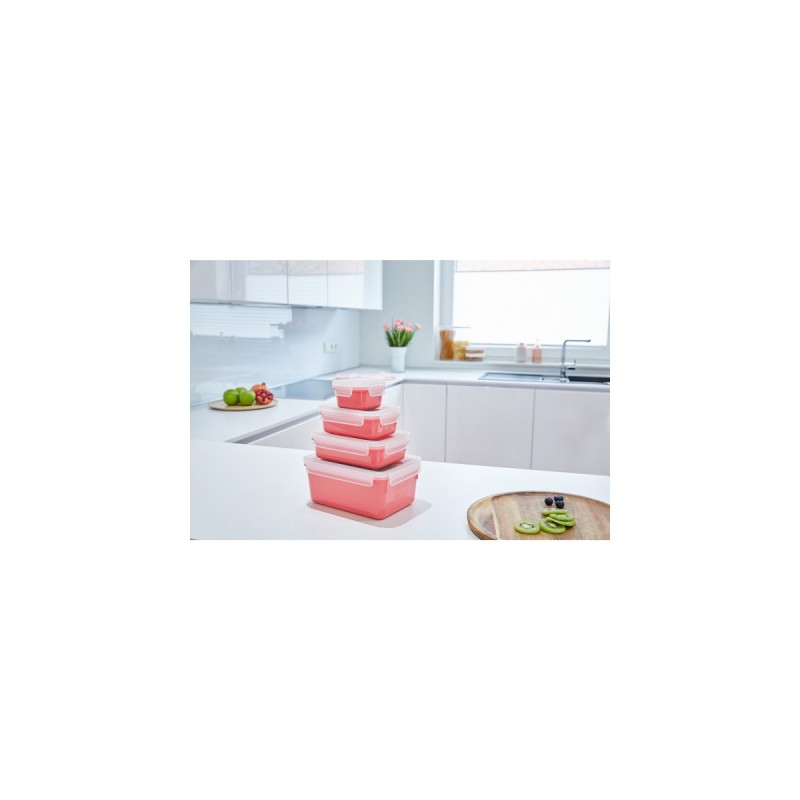 Emsa CLIP & CLOSE Color Frischhaltedose 2,2 Liter(koralle/transparent, rechteckig, mit Deckel)