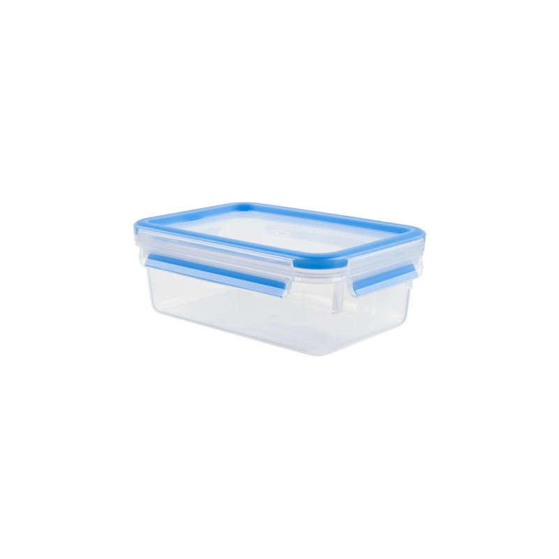 Emsa CLIP & CLOSE Frischhaltedose(transparent/blau, 1,0 Liter, Klassikformat)