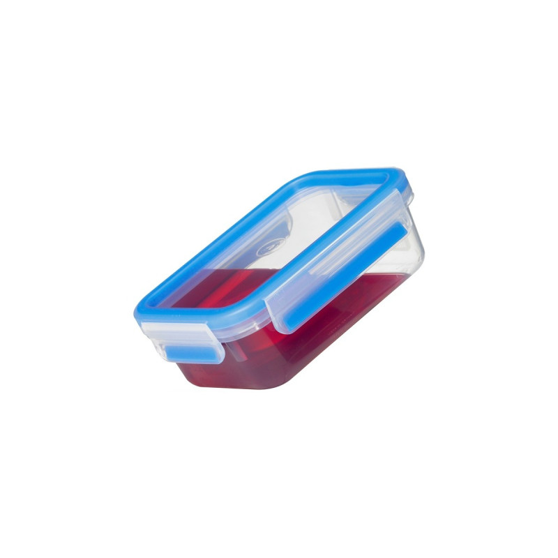 Emsa CLIP & CLOSE Frischhaltedosen 1,0 Liter(transparent/blau, rechteckig, 3 Stück)