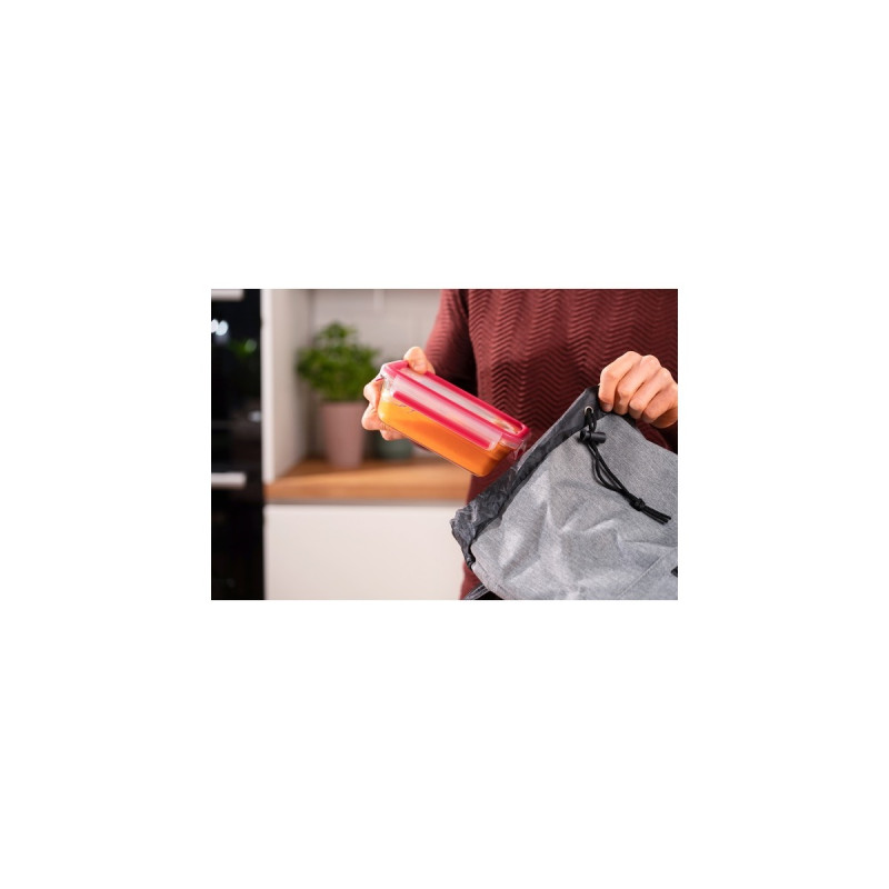 Emsa CLIP & CLOSE Glas-Frischhaltedose 0,7 Liter(transparent/rot, rechteckig)