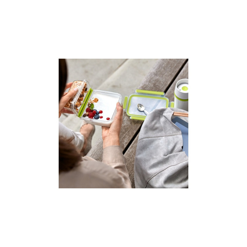 Emsa CLIP & GO Joghurtbox 0,6 Liter, Lunch-Box(hellgrün/transparent, mit 