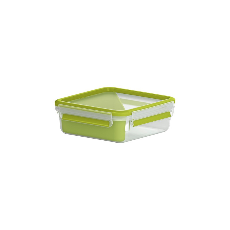 Emsa CLIP & GO Sandwichbox 0,85 Liter, Lunch-Box(hellgrün/transparent, mit Einsatz in typischer Dreiecksform)