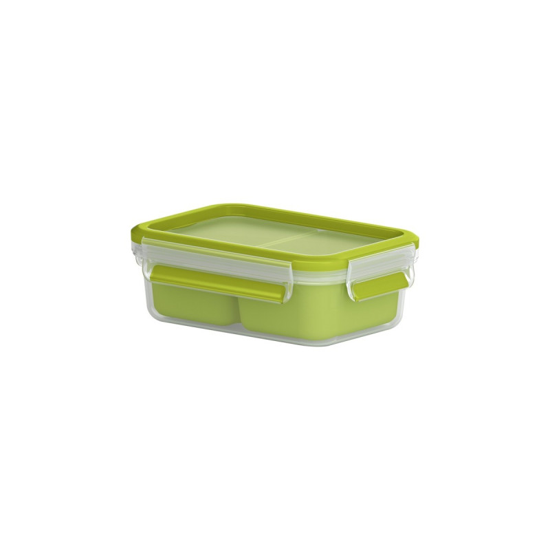 Emsa CLIP & GO Snackbox 0,55 Liter, Lunch-Box(hellgrün/transparent, mit 2 extra Einsätzen)