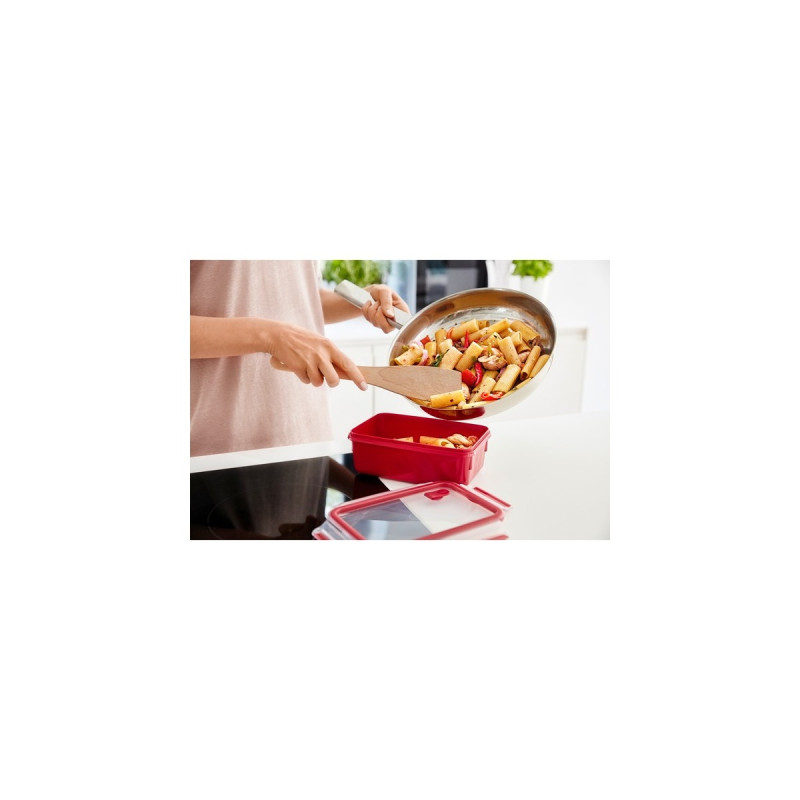 Emsa CLIP & MICRO Mikrowellendose 1,0 Liter(rot, rechteckig, mit Deckel und 2 Einsätzen)