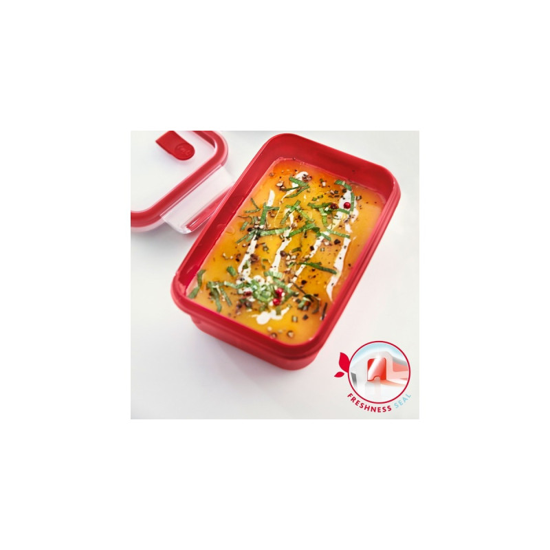 Emsa CLIP & MICRO Mikrowellendose 1,2 Liter(rot, rechteckig, mit Deckel)