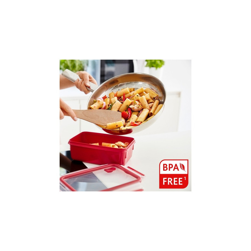 Emsa CLIP & MICRO Mikrowellendose 1,2 Liter(rot, rechteckig, mit Deckel)