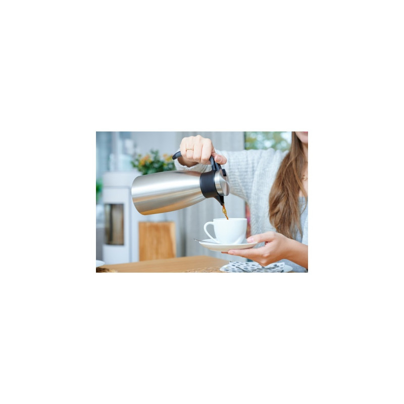 Emsa Isolierkanne SOFT GRIP, 1 Liter(edelstahl/schwarz, Quick Tip Verschluss)