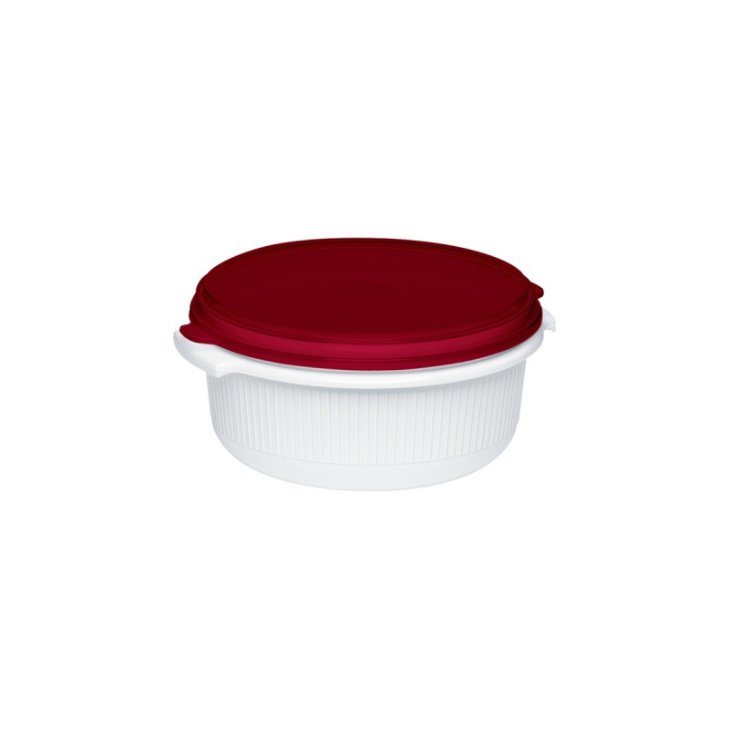 Emsa MICRO FAMILY Mikrowellentopf, Starterset 3-teilig, Dose(weiß/rot, 3 Töpfe, 3 Deckel)