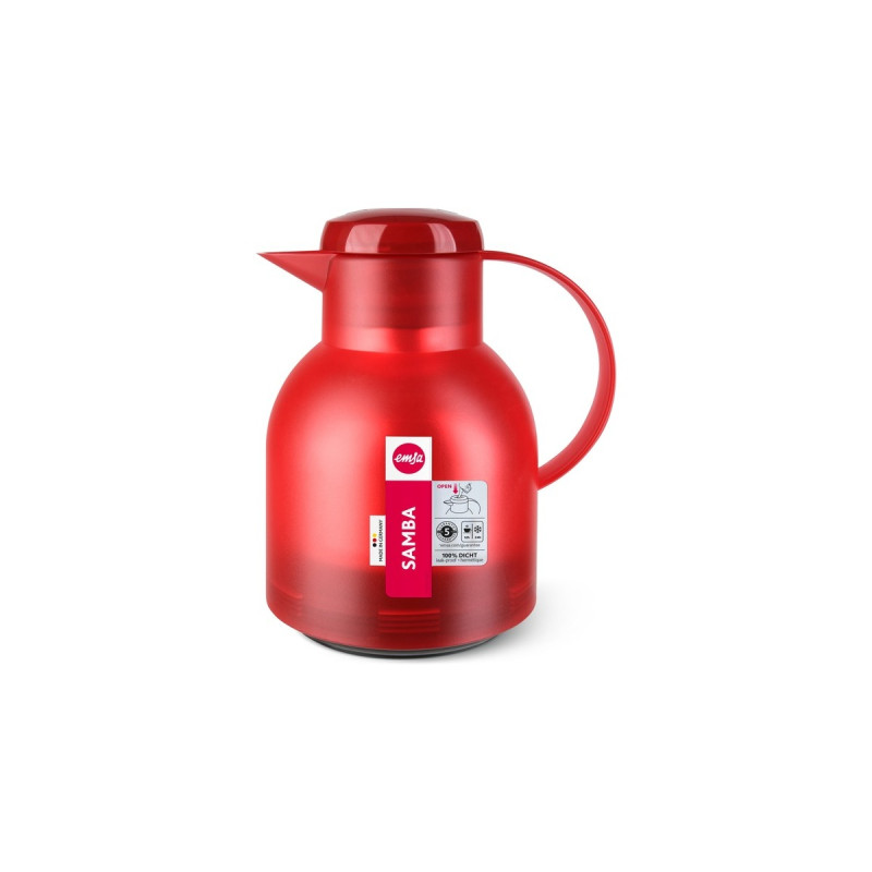 Emsa SAMBA Isolierkanne, 1 Liter(rot/transparent, QUICK PRESS Verschluss)