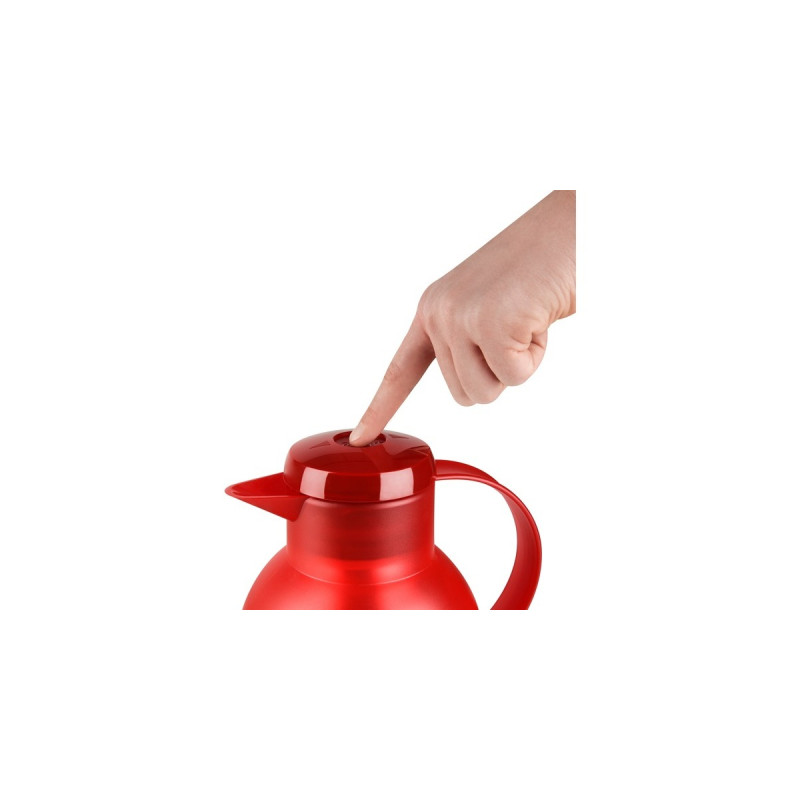 Emsa SAMBA Isolierkanne, 1 Liter(rot/transparent, QUICK PRESS Verschluss)