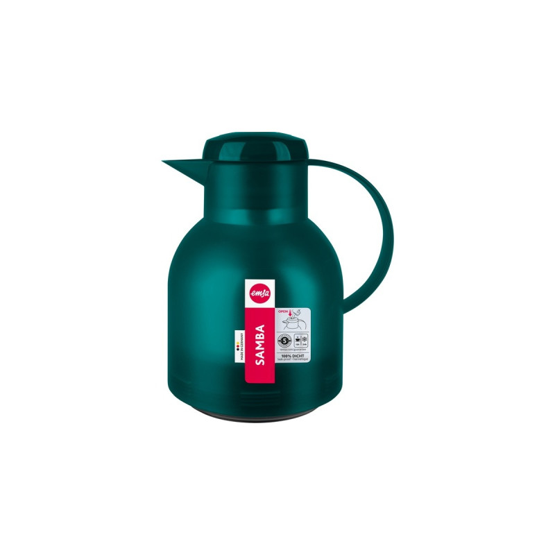 Emsa SAMBA Isolierkanne, 1 Liter(türkis/transparent, QUICK PRESS Verschluss)