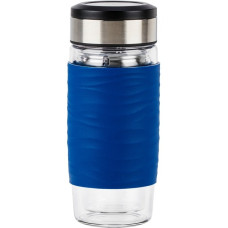 Emsa TEA MUG Tee-Thermobecher 0,4 Liter(blau/transparent, Glas, Drehverschluss)