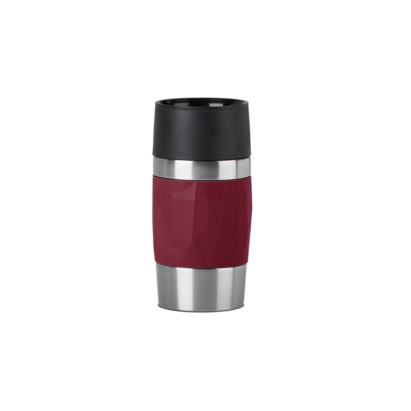Emsa TRAVEL MUG Compact Thermobecher 0,3 Liter(weinrot/edelstahl, Drehverschluss)