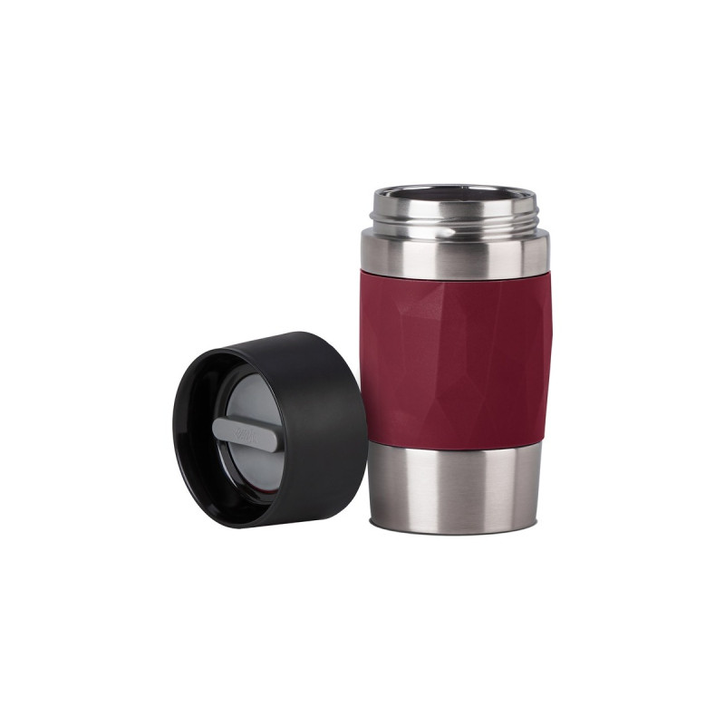 Emsa TRAVEL MUG Compact Thermobecher 0,3 Liter(weinrot/edelstahl, Drehverschluss)