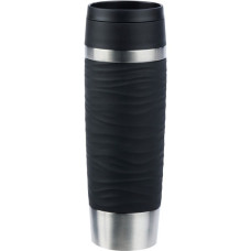 Emsa TRAVEL MUG Waves Grande Thermobecher(schwarz/edelstahl, 0,5 Liter)
