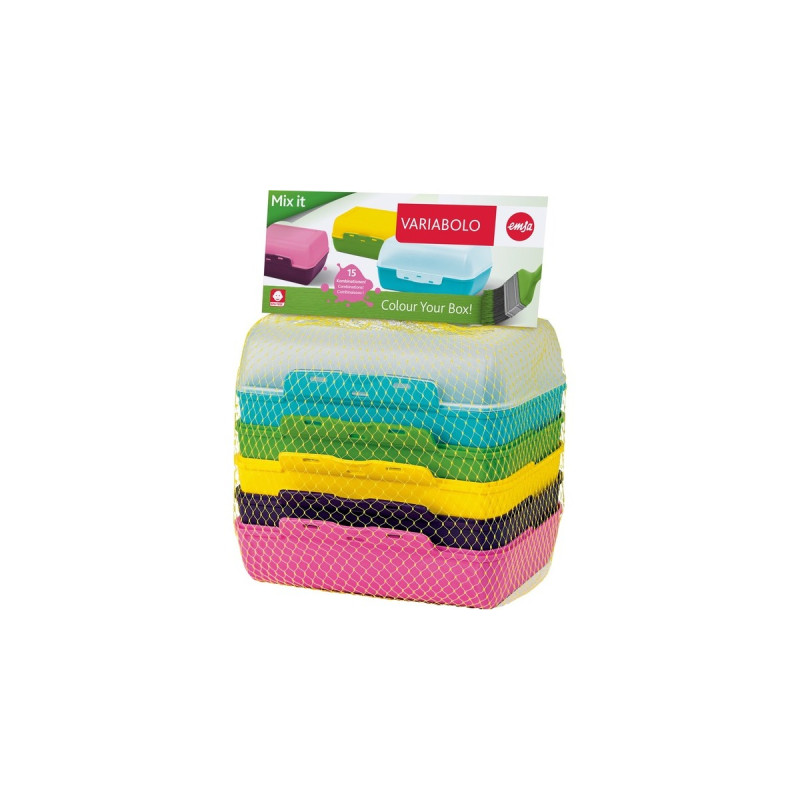 Emsa VARIABOLO Lunch-Box, 3er-SET(mehrfarbig, 6 Halbschalen =3 komplette Boxen)