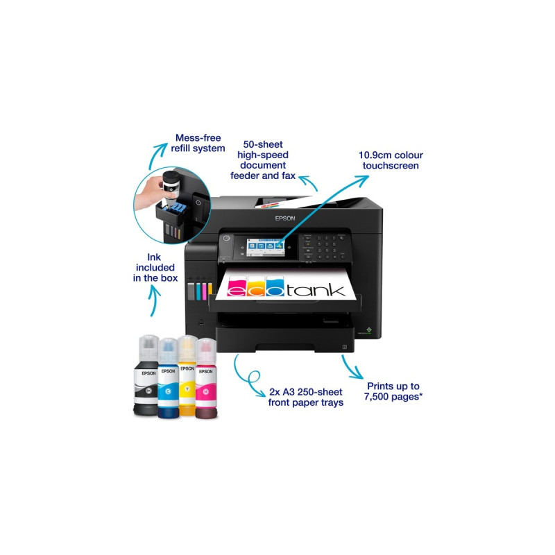 Epson EcoTank ET-16600, Multifunktionsdrucker(schwarz, USB, LAN, WLAN, Scan, Kopie, Fax)