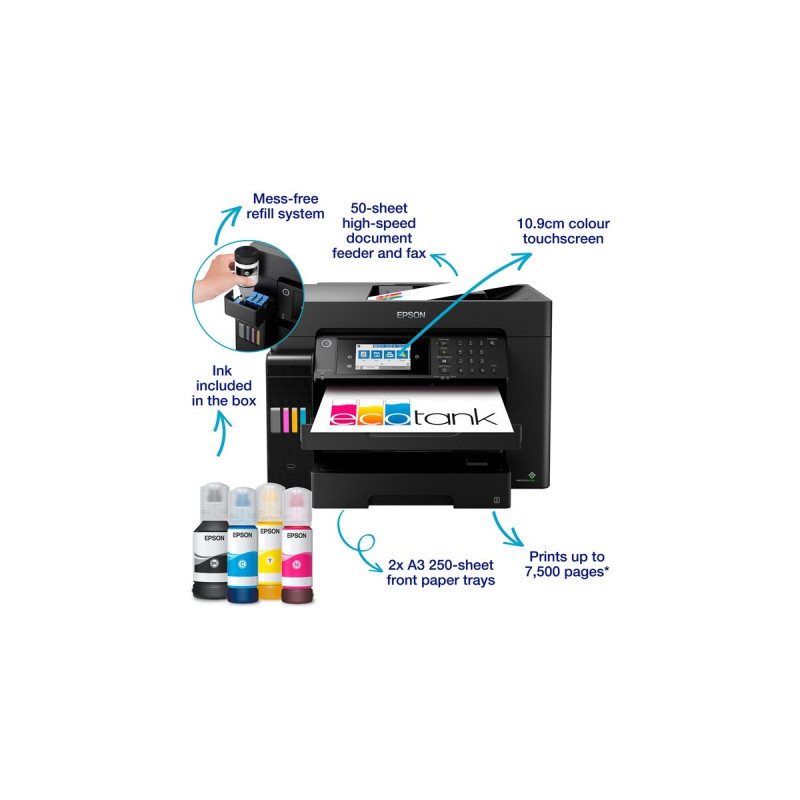 Epson EcoTank ET-16650, Multifunktionsdrucker(schwarz, USB, LAN, WLAN, Scan, Kopie, Fax)