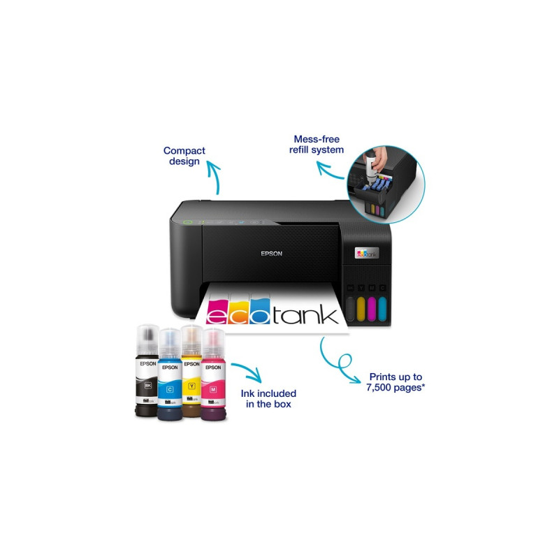Epson EcoTank ET-2810, Multifunktionsdrucker(schwarz, Scan, Kopie, USB, WLAN)