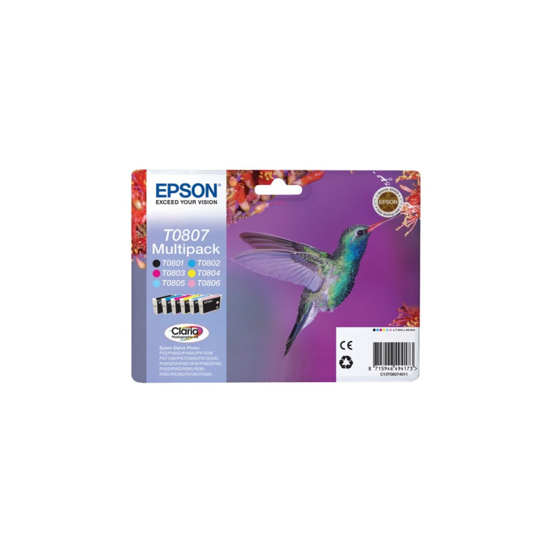 Epson Multipack 6-colours T0807 Claria Photographic Ink, Tinte(Retail)