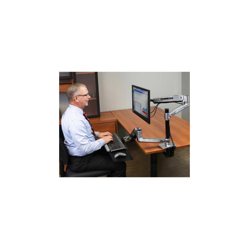 Ergotron LX HD Sitz-Steh-Tischmontage-LCD-Arm, Monitorhalterung(silber/schwarz)