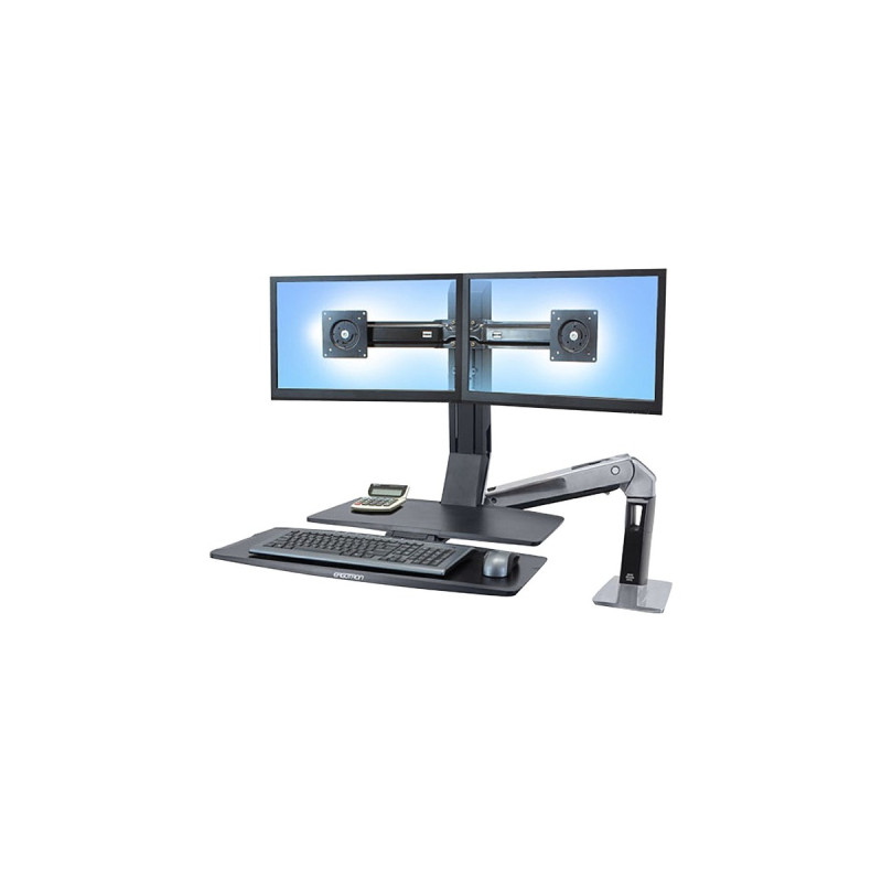 Ergotron WorkFit-A Dual mit Arbeitsfläche, Monitorhalterung