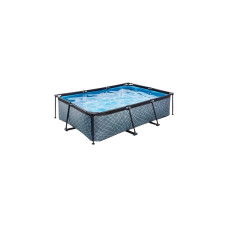 Exit Toys Stone Pool, Frame Pool 220x150x65cm, Schwimmbad(grau, mit Filterpumpe)