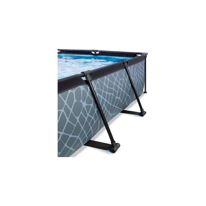Exit Toys Stone Pool, Frame Pool 220x150x65cm, Schwimmbad(grau, mit Filterpumpe)