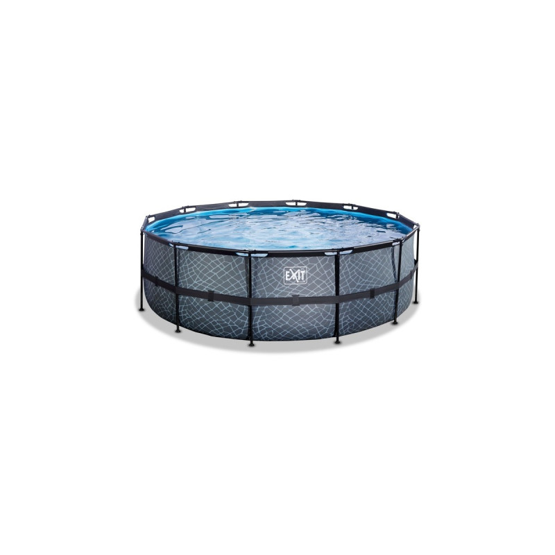 Exit Toys Stone Pool, Frame Pool Ø 427x122cm, Schwimmbad(grau, mit Sandfilteranlage)
