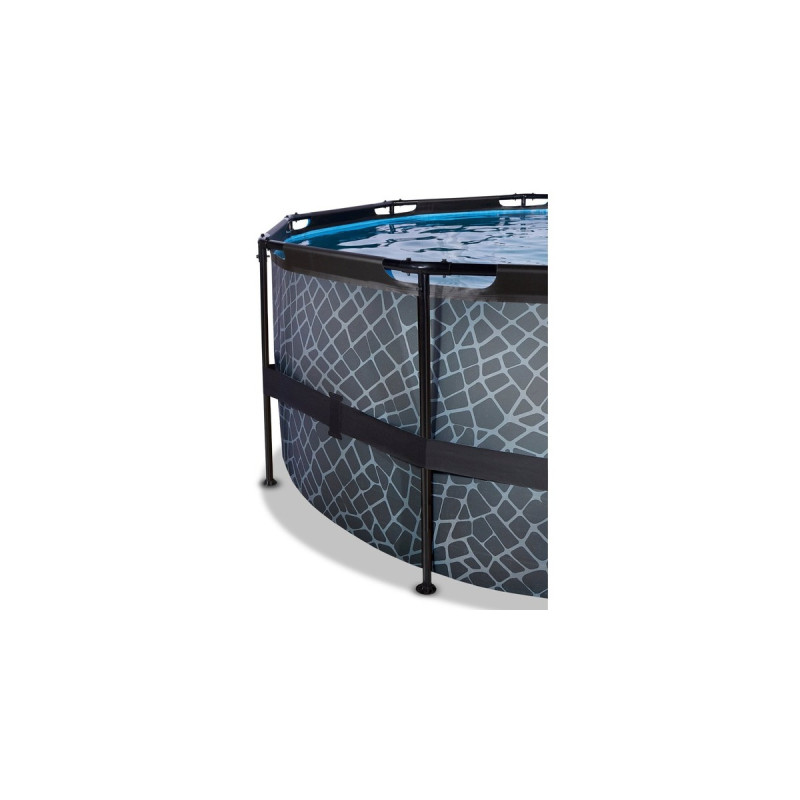 Exit Toys Stone Pool, Frame Pool Ø 427x122cm, Schwimmbad(grau, mit Sandfilteranlage)