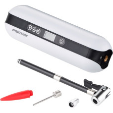 FISCHER Fahrrad Akku-Kompressor, Luftpumpe(weiß/schwarz, mit Powerbank)