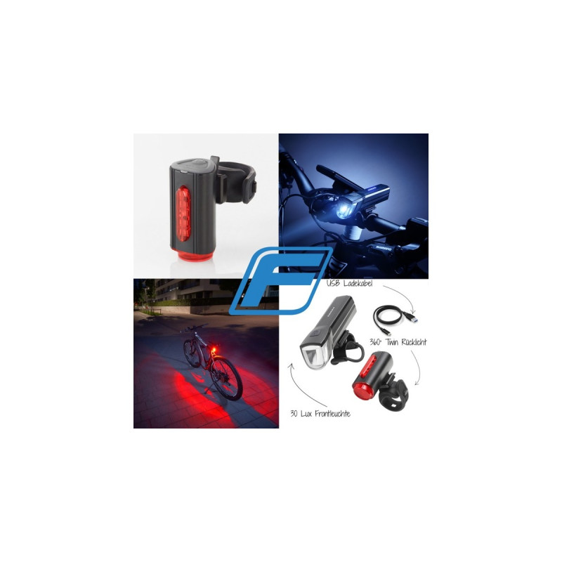 FISCHER Fahrrad Akku Leuchten-Set 30 Lux, LED-Leuchte
