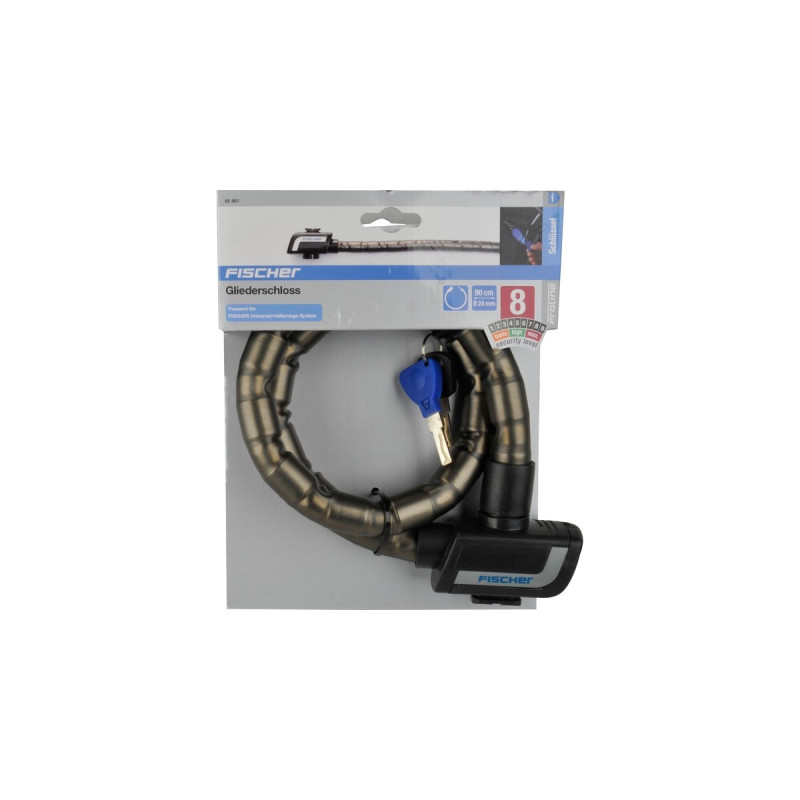 FISCHER Fahrrad Gliederschloss(schwarz, 90 cm, 24 mm)