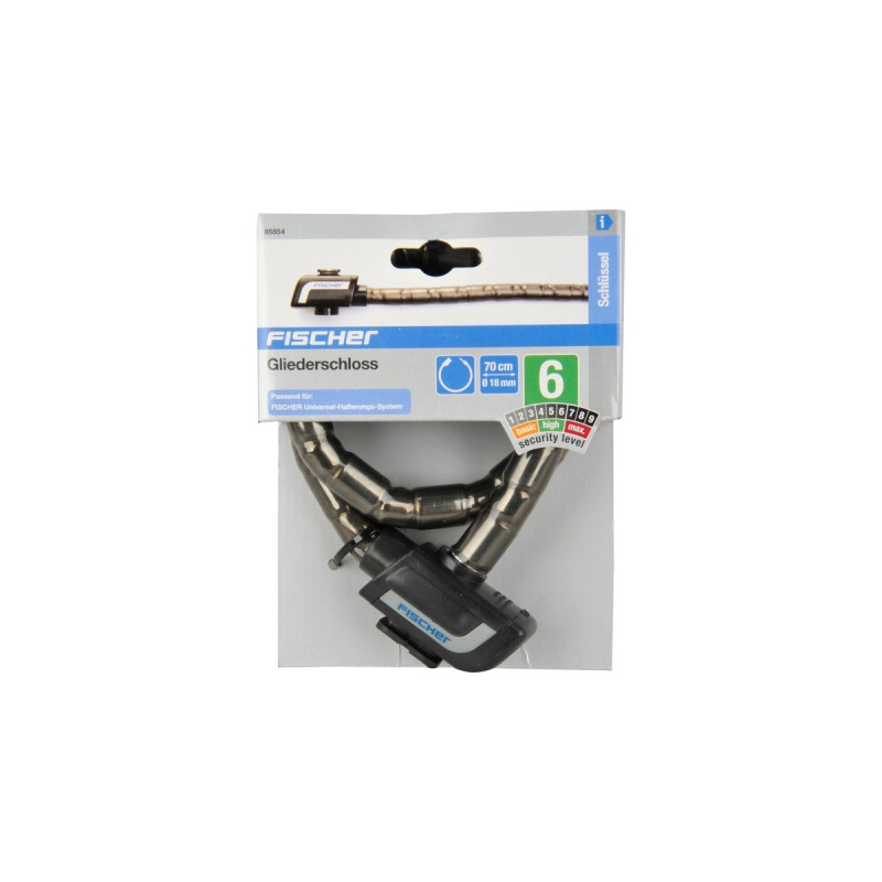 FISCHER Fahrrad Gliederschloss(schwarz/transparent, 70 cm, 18 mm)