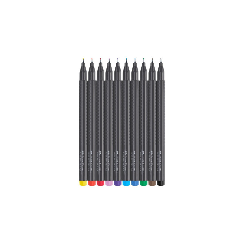 Faber-Castell Grip Fineliner, 0.4, 10er Kunststoffetui, Stift