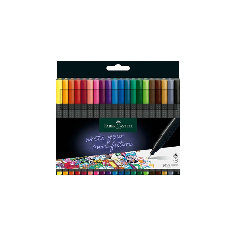 Faber-Castell Grip Fineliner, 0.4, 20er, Set(20 Stück)