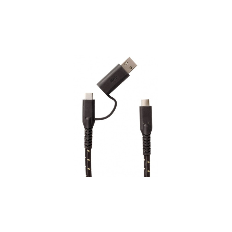 USB-C Stecker(schwarz/gelb, 1,2 Meter, Long Life Cable)