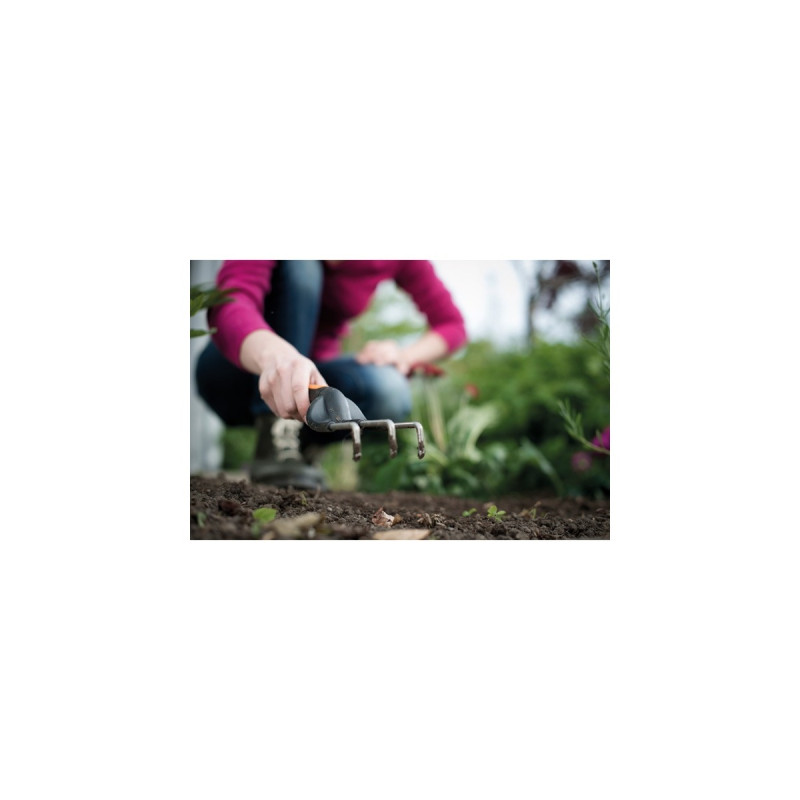 Fiskars Blumenrechen Premium(schwarz/orange, 8cm)