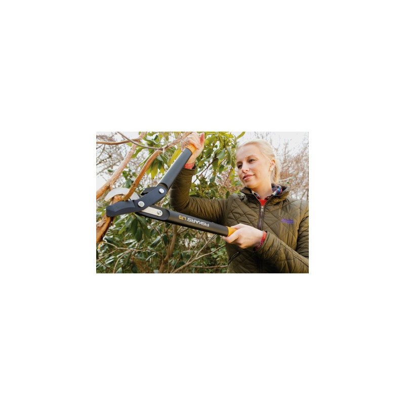 Fiskars PowerGear II Bypass Getriebe-Astschere L70(schwarz/orange)