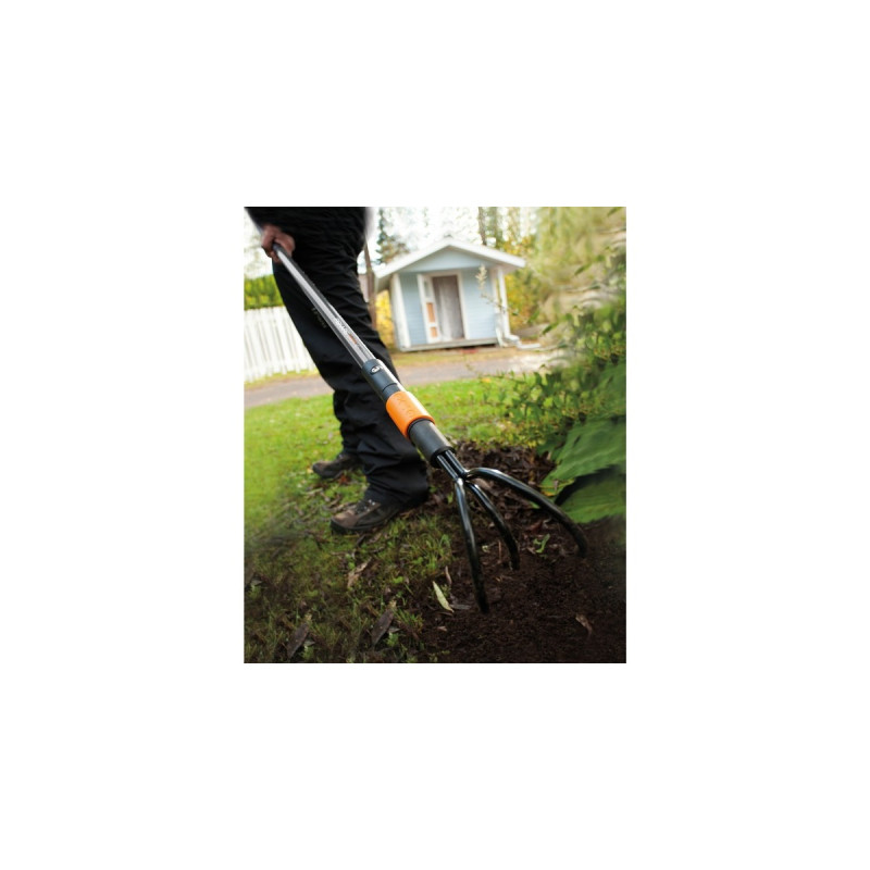 Fiskars QuikFit Grubber, Handgrubber(schwarz/orange, 9cm)