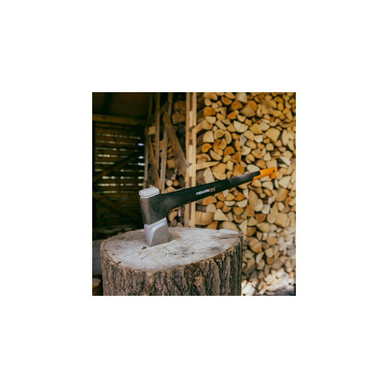 Fiskars X-series X36 Spaltaxt mit L-Klinge, Axt/Beil(schwarz/orange, langer Schaft)